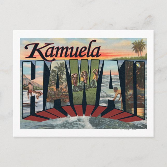 Postal Kamuela, Hawaii - Escenas de letras grandes (Anverso)