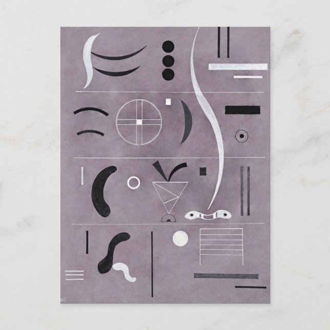 Postal Kandinsky - Cuatro partes, arte abstracto, (Anverso)