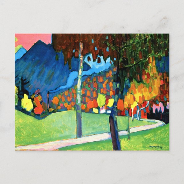 Postal Kandinsky - Estudio de otoño en Oberau (Anverso)