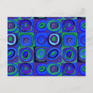 Postal Kandinsky Farbstudie Blue Quadrate Square Circle