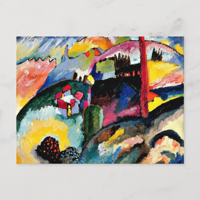 Postal Kandinsky - Paisaje con chimenea de fábrica (Anverso)