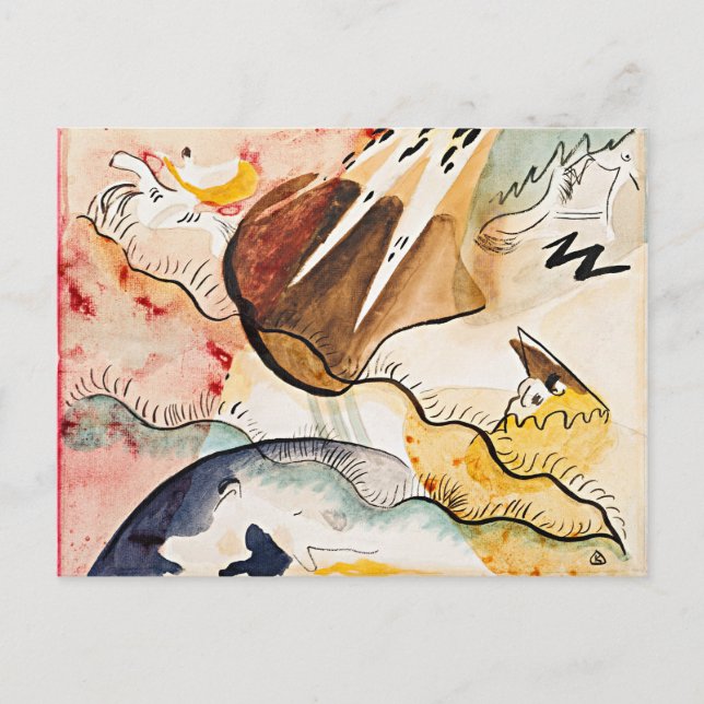 Postal Kandinsky - Paisaje lluvioso, arte abstracto, (Anverso)