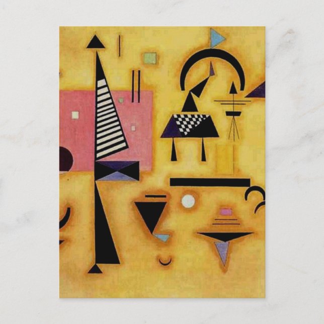 Postal Kandinsky Resumen Formas Geométricas Rosa Decisiva (Anverso)