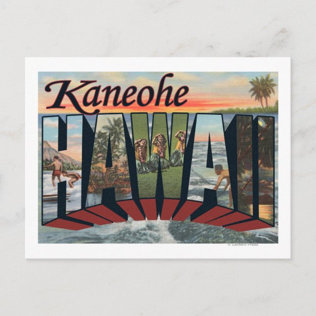 Postal Kaneohe, Hawaii - Escenas de letras grandes (Anverso)