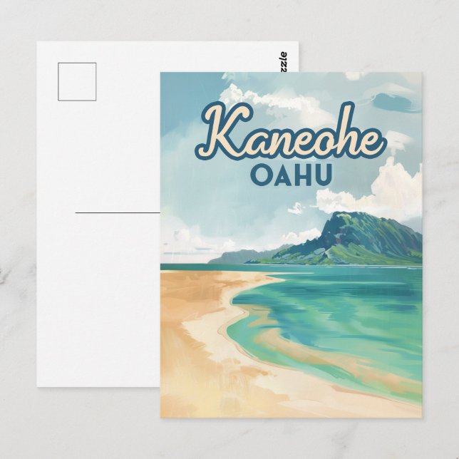 Postal Kaneohe Sandbar Oahu Hawaii Retro (Anverso / Reverso)