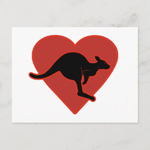 Postal Kangaroo Love Red Heart