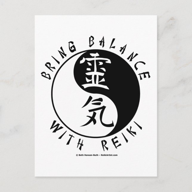 Postal Kanji de Yin Yang Reiki (Anverso)
