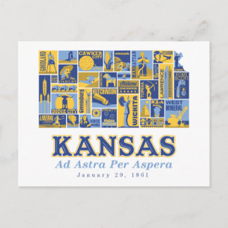 Postal Kansas - Ad Astra Per Aspera - Postcard