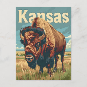 Postal Kansas American Bison