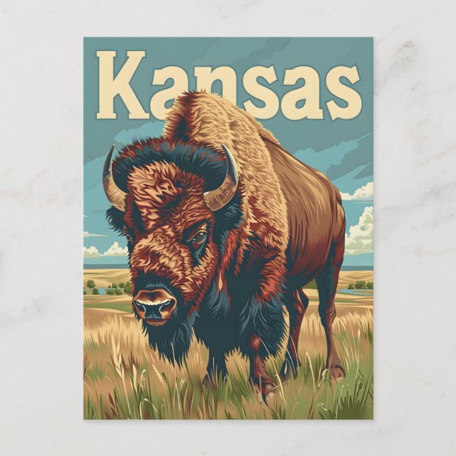 Postal Kansas American Bison (Anverso)
