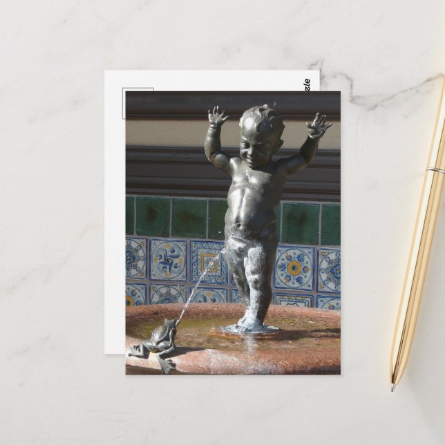 Postal Kansas City Fountain Boy and Frog (Anverso/Reverso In Situ)