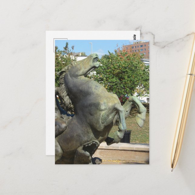 Postal Kansas City Fountain Horse in Autumm (Anverso/Reverso In Situ)