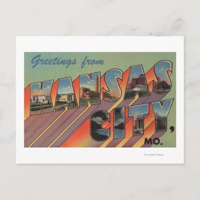 Postal Kansas City, Missouri - Escenas de letras grandes (Anverso)