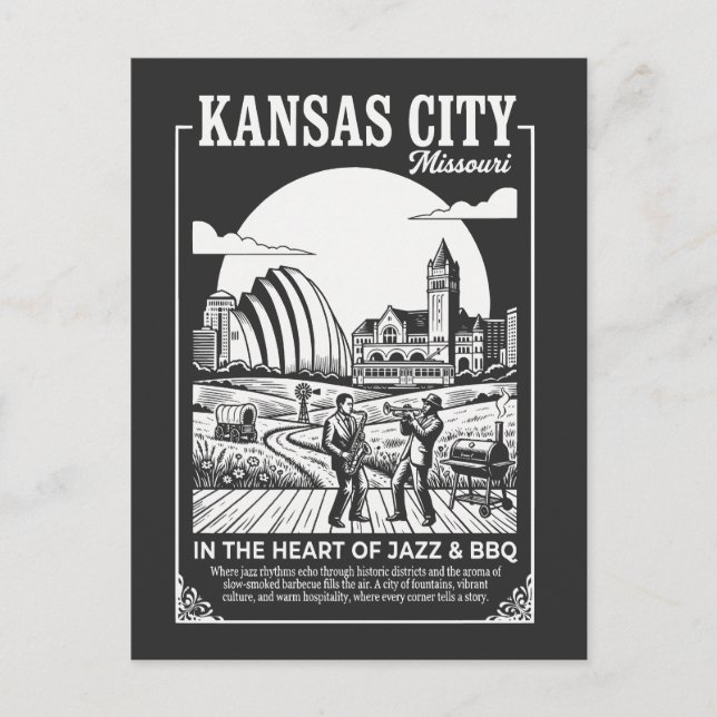 Postal Kansas City Missouri In The Heart of Jazz and BBQ (Anverso)