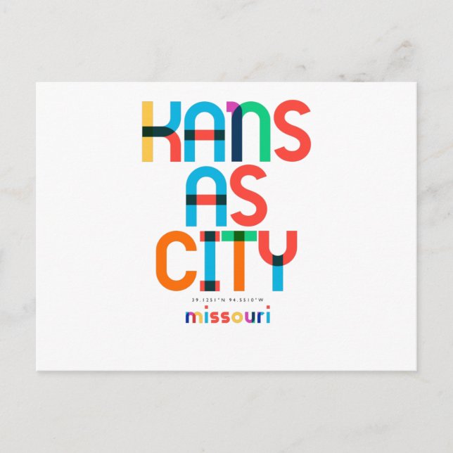 Postal Kansas City Misuri Mid Century, Pop Art (Anverso)