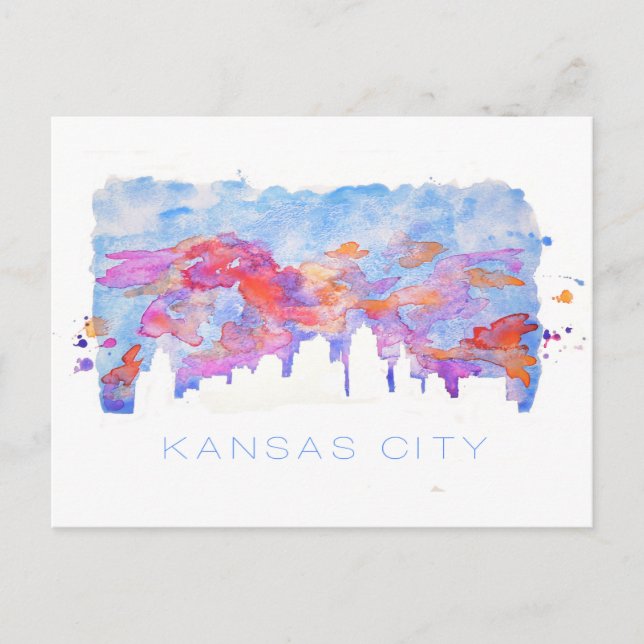 Postal Kansas City Skyline Watercolor (Anverso)