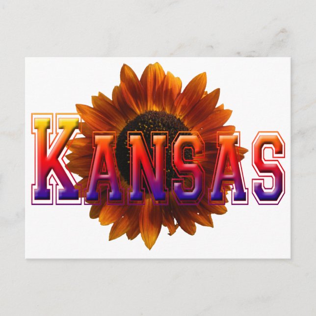 Postal Kansas con girasol (Anverso)