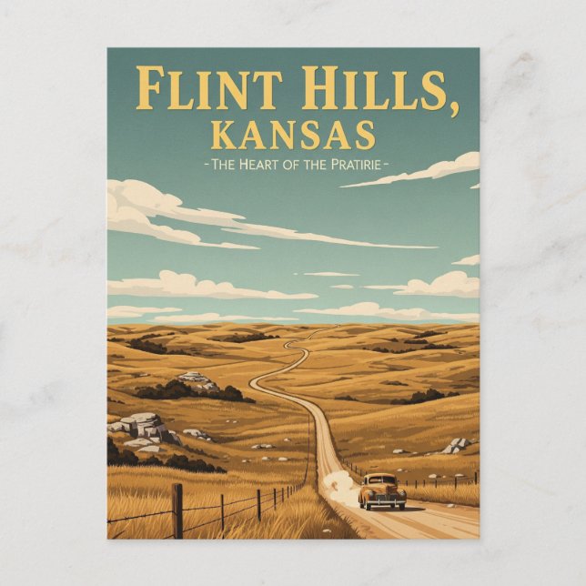 Postal Kansas Flint Hills Travel Souvenir (Anverso)