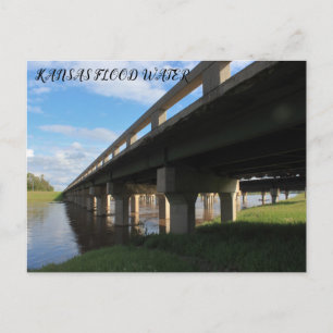 Postal Kansas Flood water bajo un puente Post Card