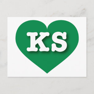 Postal Kansas Green Heart - Amo a KS