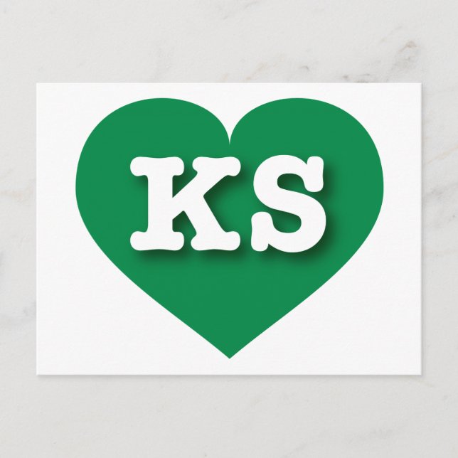 Postal Kansas Green Heart - Amo a KS (Anverso)