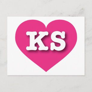 Postal Kansas Hot Pink Heart - Amo a KS