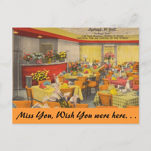 Postal Kansas, Lydroy's 81 Grill, Wichita (Anverso)
