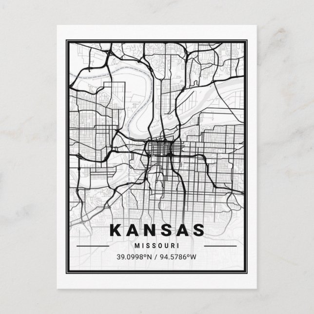 Postal Kansas Missouri USA Travel City Map (Anverso)
