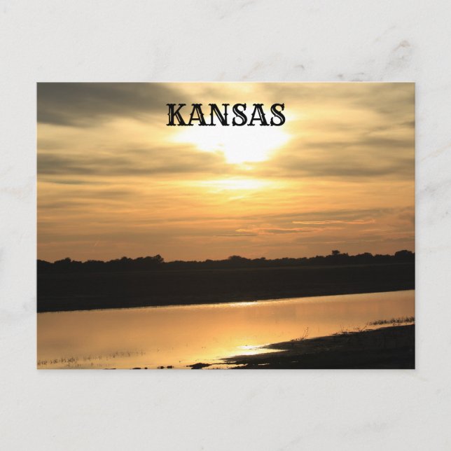 Postal Kansas Naranja Sunset w Reflection Post Card (Anverso)