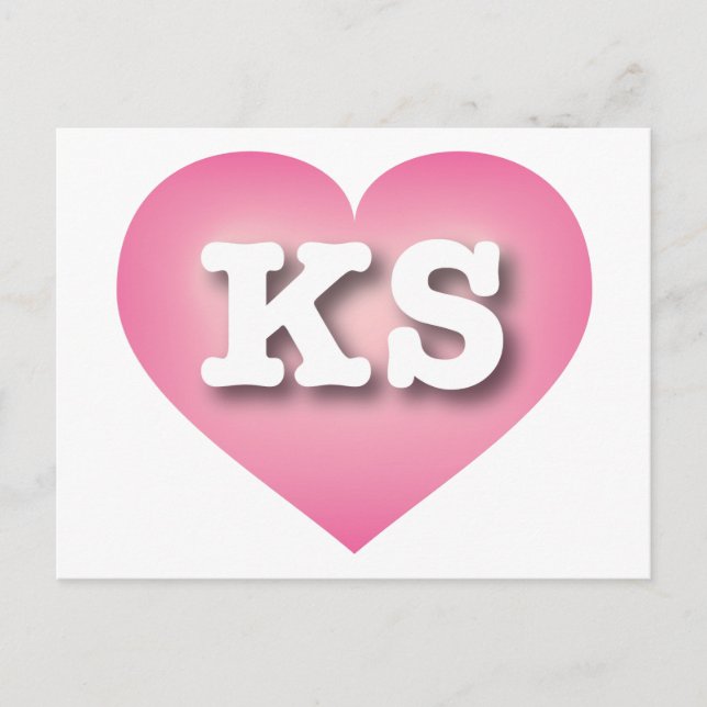 Postal Kansas Pink Fade Heart - Amo el KS (Anverso)