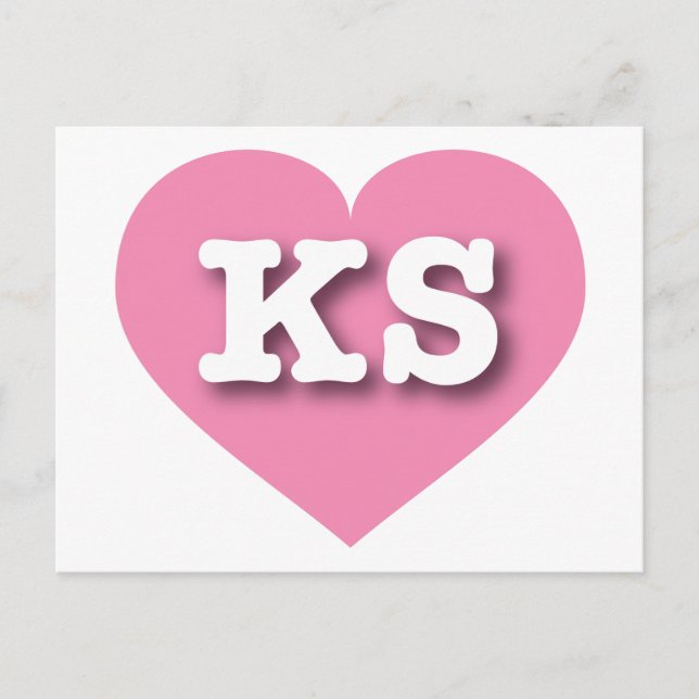 Postal Kansas Pink Heart - Amo a KS (Anverso)