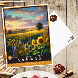 Postal Kansas | Postcarta estatal hiperrealista