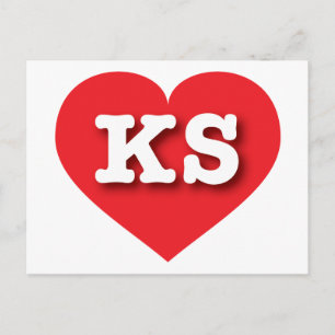 Postal Kansas Red Heart - Amo el KS