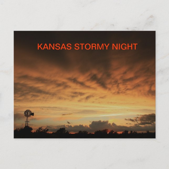 Postal KANSAS STORMY NOCHE Post Card (Anverso)