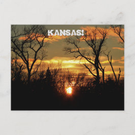 Postal Kansas Sunset con nubes y árboles Post Card.