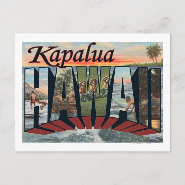 Postal Kapalua, Hawaii - Escenas de letras grandes (Anverso)