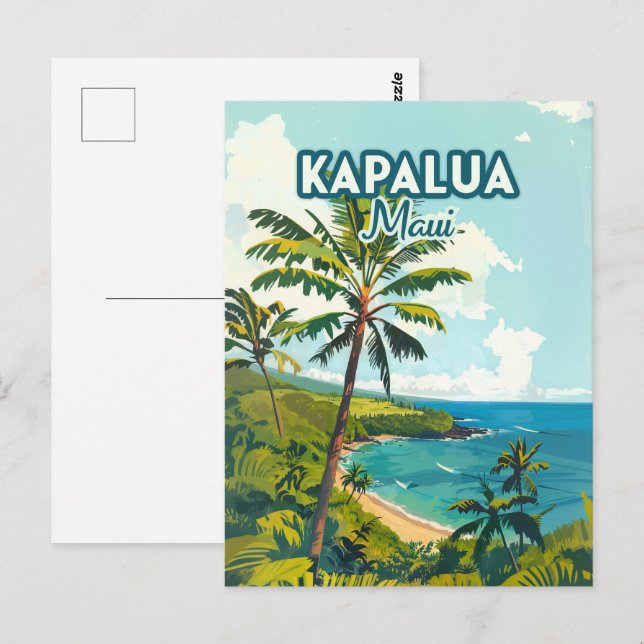 Postal Kapalua Maui Hawaii Bay Beach Retro (Anverso / Reverso)
