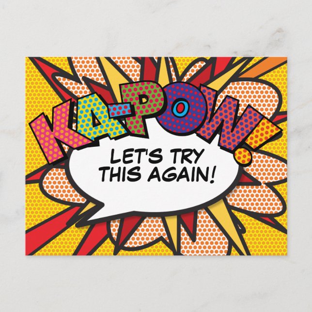 Postal KAPOW Cambio de Fecha de Comic Libro Arte Pop (Anverso)