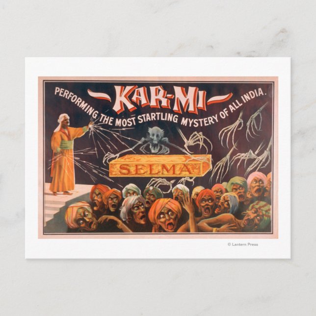 Postal Kar-mi "El misterio más asombroso de toda la India (Anverso)