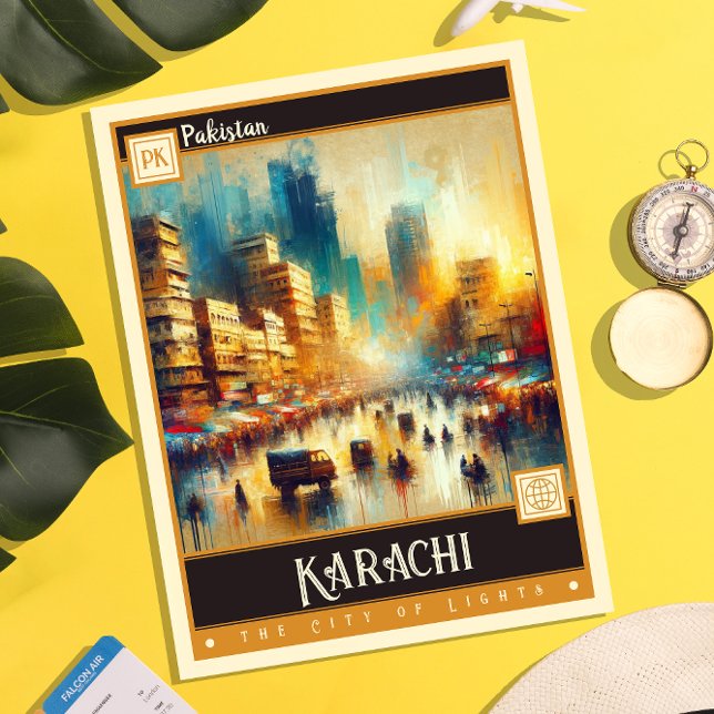 Postal Karachi, Pakistán | Pintura de época (Subido por el creador)