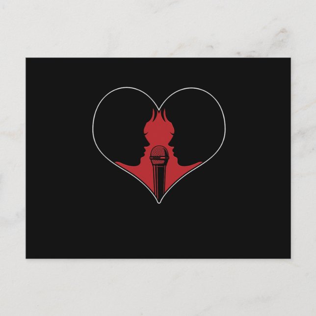 Postal Karaoke Duet Heart Microphone Music Singing Gift (Anverso)