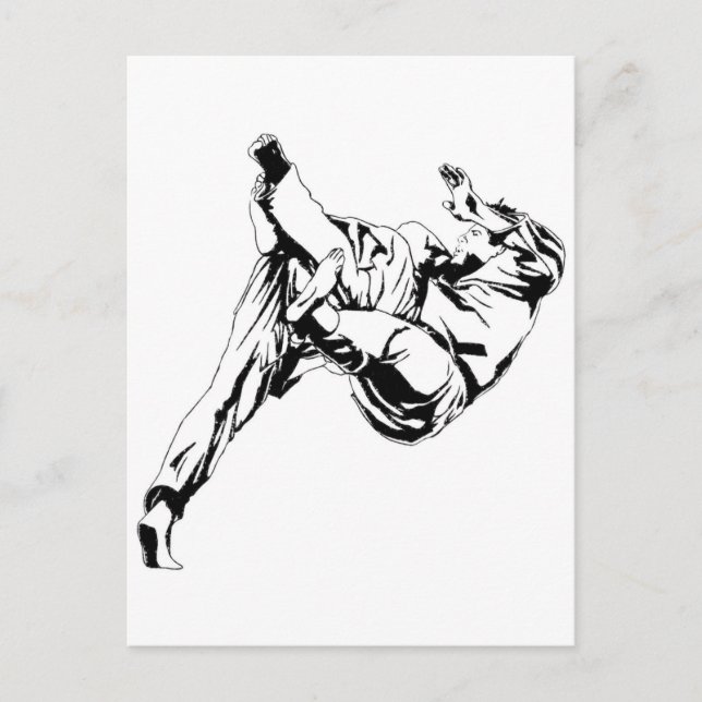 Postal Karate y un judo. Técnicas de lanzamientos (Anverso)