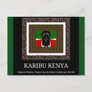 Postal Karibu Kenia: Vibrante bandera nacional colorea Ha