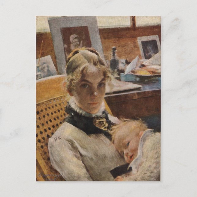 Postal Karin con bebé (Anverso)