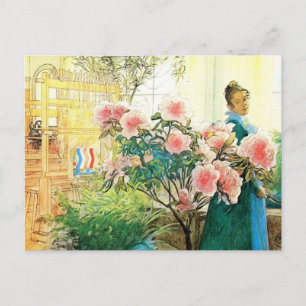 Postal Karin con flores rosas y su horizonte