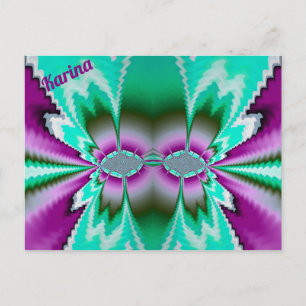 Postal KARINA ~ 3D Modelo de diseño fractal ~ Púrpura ver