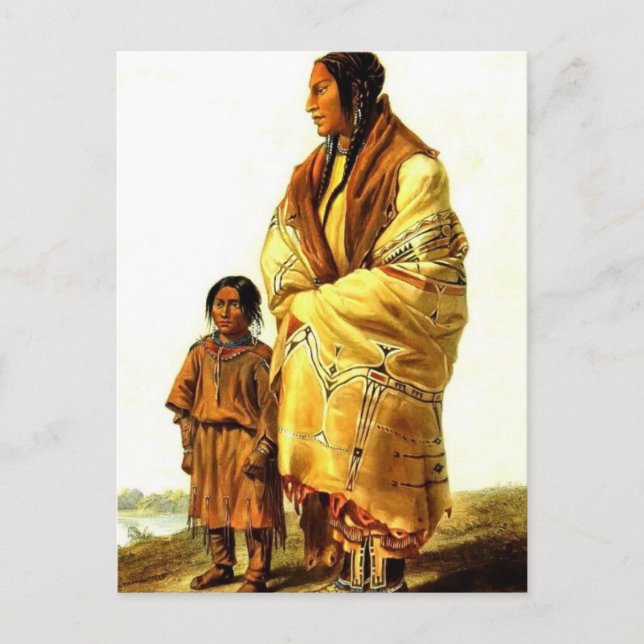 Postal Karl Bodmer-Dacota Woman y Assiniboin Chica (Anverso)