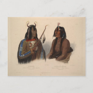 Postal Karl Bodmer-Noapeh, Asiniboin Indian,Psihdja-Sahpa