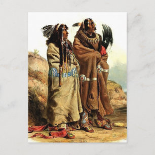 Postal Karl Bodmer-SihChida&MahchsiKarehde,Indios Mandan