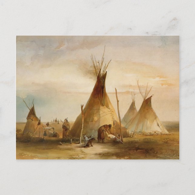 Postal Karl Bodmer-Sioux teepee (Anverso)